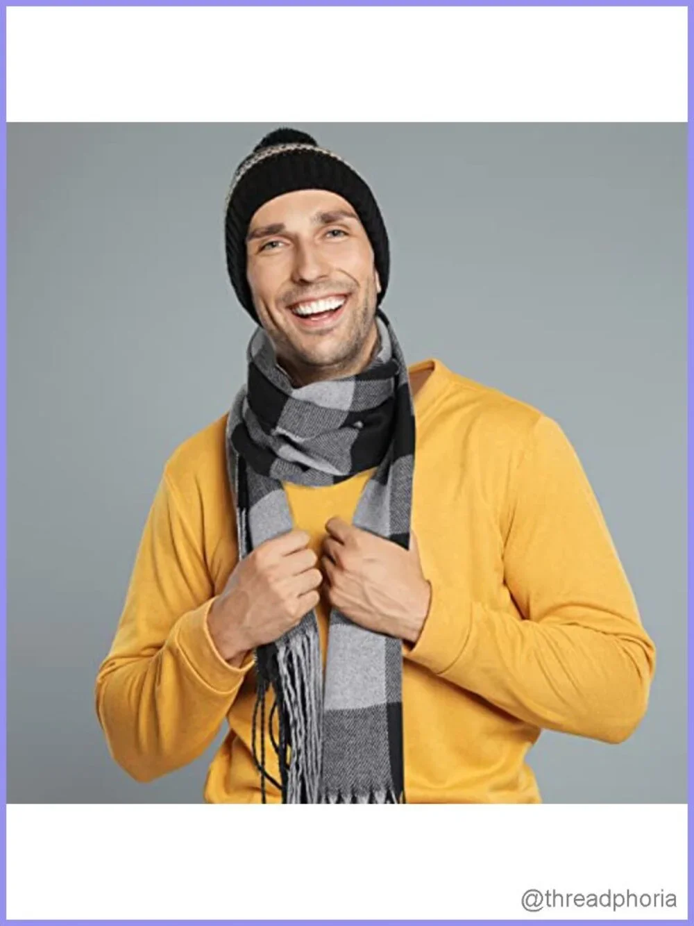 6 Pack Plaid Winter Scarves for Men & Women, Acrylic, Fringed, One Size